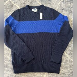 NWT- Old Navy Men's Black and Blue Crewneck Sweater